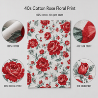 Tissu pour chemise en coton 100% écologique, peigné, tissé uni, 40S, imprimé floral rose, pour vêtements