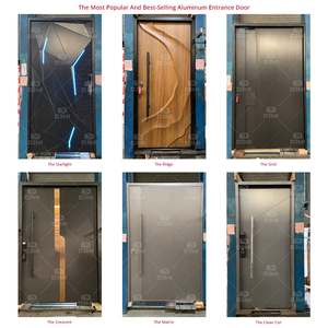 Porte d'entrée avant en <span class=keywords><strong>aluminium</strong></span> gris de grande taille pour maison, villa, porte d'entrée extérieure avec <span class=keywords><strong>volets</strong></span> des deux côtés - Product Image 5