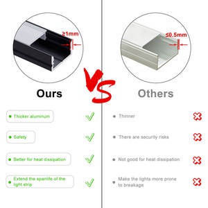 Perfil de aluminio de canal de luz de tira LED al por mayor con difusor para decoración de interiores, cocina, armario - Product Image 6