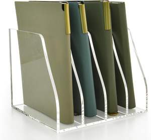 Porte-revues en acrylique 4 compartiments verticaux trieur de documents de bureau organisateur <span class=keywords><strong>classeur</strong></span> transparent <span class=keywords><strong>pour</strong></span> documents - Product Image 6