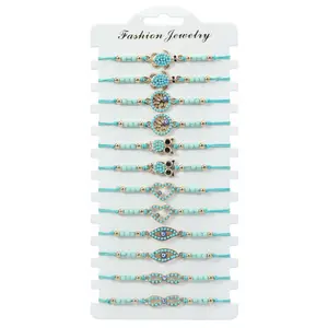 new green turtle owl animal bracelet blue beads woven hand strap wholesale stock bracelet