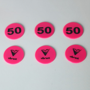 New Product Round Dia 25mm Custom Print Plastic Token with Number