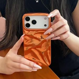 Coque de téléphone 3D effet froissé argenté électroplaqué de luxe pour <span class=keywords><strong>iPhone</strong></span> 17 16 15 14 <span class=keywords><strong>13</strong></span> 11 12 17 Pro Max Air, motif ondulations <span class=keywords><strong>d</strong></span>'<span class=keywords><strong>eau</strong></span>, antichoc - Product Image 1