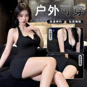 Sexy Bodycon Dress Halter Backless Natural Waist Breathable Club Wear - Product Image 1