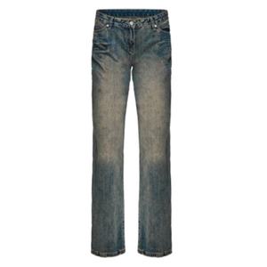 Nouveau jean en denim bleu pour femme, taille très basse, avec détails de sablage léger - Product Image 3
