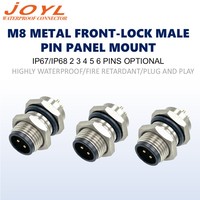 Prise d'alimentation DC encastrable JOYL M12, panneau métallique, DIN femelle, 110V 8A, laiton plaqué or, IP67, étanche, automobile, CE