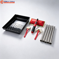 Kit de brosses plates pour peinture avec manche télescopique en acier inoxydable, ensemble de brosses de nettoyage en gros pour fabricants
