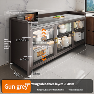 <span class=keywords><strong>ชั้น</strong></span>เก็บของในห้องครัวสาม<span class=keywords><strong>ชั้น</strong></span>สำหรับเตาอบไมโครเวฟและ<span class=keywords><strong>จาน</strong></span>บ้านที่ทันสมัยประหยัดพื้นที่ใช้งานหนัก - Product Image 6