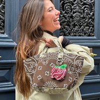 Sac fourre-tout en toile à imprimé cachemire pour femme, sac à main décontracté quotidien, petit sac à bandoulière portable avec anneau en D métallique pour accessoires