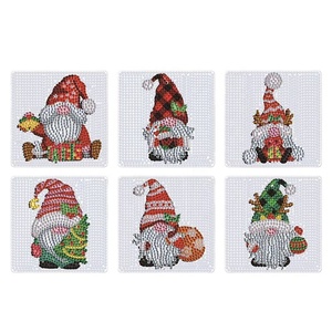 Kit de sous-verres de Noël DIY en peinture diamant 5D, motif bonhomme de neige, 6 pièces avec support - Product Image 3