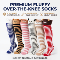 17 styles de chaussettes de sommeil thermiques en peluche 3D, douces et confortables, en polaire corail, mi-hautes, pour la maison, chaudes pour l'hiver