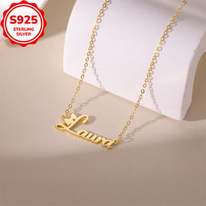 Agent de <span class=keywords><strong>recrutement</strong></span> d'usine fête des mères collier avec nom personnalisé plaque signalétique personnalisée collier en argent sterling 925 plaqué or 18 carats - Product Image 5