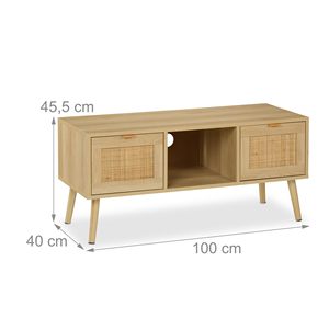 Moderno Lowboard, Rattan Design <span class=keywords><strong>TV</strong></span> Stand per un massimo di <span class=keywords><strong>43</strong></span> <span class=keywords><strong>pollici</strong></span> <span class=keywords><strong>TV</strong></span>, legno Look panca <span class=keywords><strong>TV</strong></span> per camera da letto Boho <span class=keywords><strong>TV</strong></span> Cabinet per soggiorno - Product Image 6