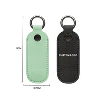 Llavero espacios en blanco de lujo Pu funda protectora de cuero USB Flash Drive U disco bolsa de almacenamiento bolsa de transporte con soporte para llavero