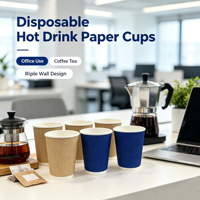 Gobelets en papier ondulé jetables personnalisables avec logo, gobelets en papier isolés pour la restauration et les événements