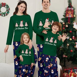 Nuevo Conjunto de Pijamas Navideños de Manga Larga para Familia, Ropa de Dormir con Estampado de Papá <span class=keywords><strong>Noel</strong></span> Verde para Mujer, Impresión Digital - Product Image 1