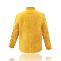 Veste de soudage en cuir avec coutures en K, boutons sur le devant, résistante à la chaleur et ignifuge pour le soudage industriel et la fabrication métallique