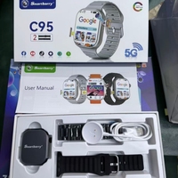 Montre connectée Android C95 en gros avec carte SIM, écran TFT carré de 2,2 pouces, compatible TikTok, étanche IP67, appels vidéo HD, 64 Go, unisexe, sport