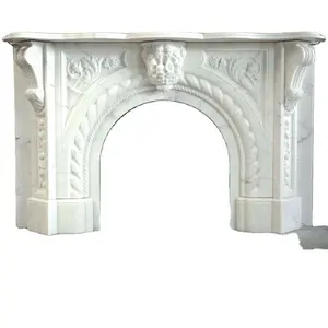 best sale white marble fireplace mantle used electric stone fireplace surround with flower stone cariving sculpture