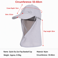 Casquette de soleil en nylon avec protection faciale et cache-nuque, chapeau de baseball d'extérieur en maille pour la pêche, la randonnée, le cyclisme, protection solaire pour hommes et femmes