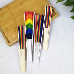 Abanico Plegable de Plástico Personalizado con Diseño de Arcoíris, Arte Popular, Poliéster, 21x38cm, Duradero, Ecológico, Recuerdo Promocional para Festivales - Product Image 6