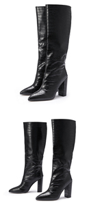 Botas Altas hasta la Rodilla con Tacón Grueso y Puntiagudo, Estilo Europeo y Americano En el invierno de 2025, las nuevas botas One Foot - Product Image 5