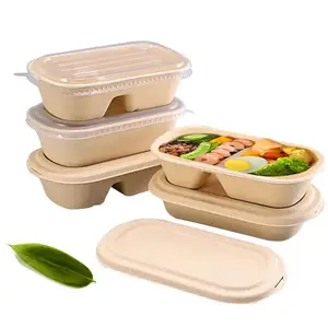Fabrika gıda konteyner biyobozunur Take-out ambalaj tek kullanımlık piknik yemeği kaseler yemek saklama kutusu öğe