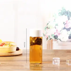Garrafa de vidro com 8oz, garrafa plástica para bebidas, leite, suco, bebidas, com parafuso