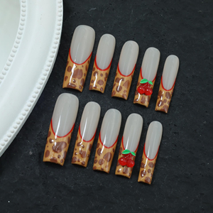 Diamantes de imitación franceses decorados ABS Press-On <span class=keywords><strong>uñas</strong></span> artificiales de moda 24 piezas por juego boca de pato para Instagram-Friendly 'Ins' Finger - Product Image 5