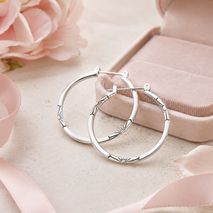Orecchini a Cerchio Floreali Argento per Donne, Gioielli Vintage Ispirati con Design Unico a Fiore - Product Image 5