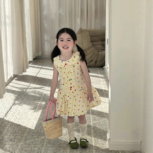 Nuovi Vestiti Estivi per Bambine 2026 in Stile Coreano, Abiti Freschi e Dolci con Pois Colorati, Senza Maniche, con Volant e Gonna a Balze - Product Image 5