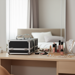 Yf Valise de Maquillage Portable en Aluminium Noir 10-20 L Style Classique pour Rangement de Cosmétiques - Product Image 2