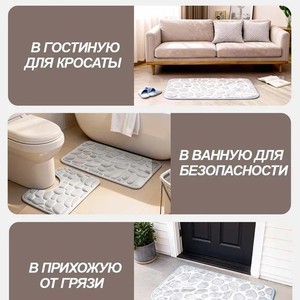 Tapis de bain Cangming en polaire corail gaufré, couleur unie, absorbant, pour salle de bain, style moderne et simple, lavable à la main - Product Image 4