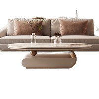 Moderner Minimalistischer Ovaler Steinplatten-Couchtisch Designer Wohnzimmer-Möbelset für Kleine Haushalte Movvon C8658