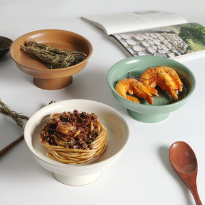 Assiette en céramique sur pied, plat surélevé pour servir des fruits, des collations, des desserts, pour la maison ou les restaurants - Product Image 4