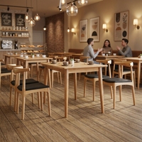 Ensemble de tables et chaises en bois pour restaurant commercial, structure en bois massif, moderne, personnalisable, fabricant en gros, fournisseur chinois, projet