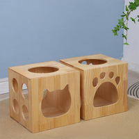 Lit pour chat en bois massif en forme de cube, amovible et lavable, lit pour animaux de compagnie pratique et créatif, nouveau, pour la sieste, sans assemblage