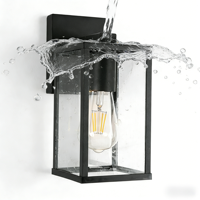 Nouveautés : Applique murale extérieure moderne en aluminium noir E27 Max. 28W IP54 avec verre trempé, forme longue, garantie 2 ans pour jardin
