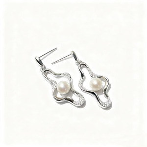 22685 Accesorios de Perlas DIY, Base Vacía para Pendientes de Plata S925, Joyería de Oro/Plata, Pendientes con Perla Redonda de 6-7mm - Product Image 5