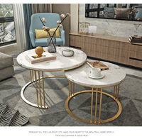 Vente chaude Design Unique 2pcs Table Basse En Marbre Brillant Table À Thé Blanc Moderne Tiroir De Rangement pour La Maison Salon