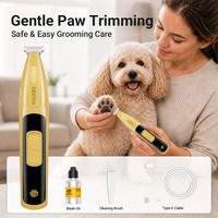 Cortadora de Pelo Inalámbrica para Patas de Perro LILIPRO PT205L, Recargable por USB, Cortadora de Pelo para Mascotas, Bajo Ruido, Set de Productos para el Cuidado de Gatos con Luz LED