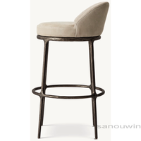 Chaise de bar pivotante ronde en bronze forgé moderne, confortable, avec revêtement en tissu et construction robuste, élégante