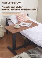 Table de bureau réglable en hauteur à pression d'air, mobile, pour ordinateur, chambre et maison, table de chevet simple