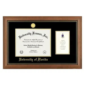 Giallo marrone legno artigianato cornice per foto certificato certificato Diploma A4 Diploma grado cornice con Logo universitario