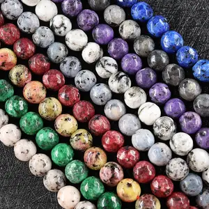 beads 1 inch Suppliers-Gorgeous Natural Dot Agate Gemstone Faceted Round Loose Beads 8mm Approxi 15.5 inch 45pcs 1 Strand per Bag for Jewelry Making
