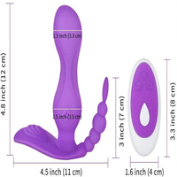 Vibromasseur G-Spot avec stimulateur clitoridien, étanche, double extrémité