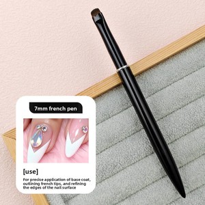 Pinceau à ongles en nylon à manche métallique, poils carrés ondulés, stylo pour gel français, idéal pour la décoration des ongles en salon - Product Image 2