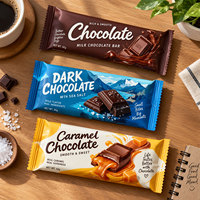 Sachets d'emballage personnalisés pour barres chocolatées vides, scellés au dos, en forme de coussin, en plastique imprimé de qualité alimentaire, laminés en feuille, pour snacks et bonbons