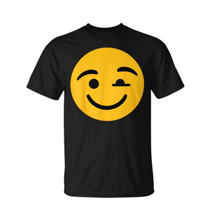 T-shirt Emoticon Smirking Sarcastic Face, noir, unisexe, taille adulte, moyen - Product Image 2