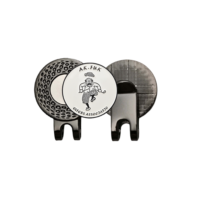 Marqueur de balle de golf magnétique en métal vierge personnalisé avec clip, motif Père Noël à visière en aluminium et sourire effrayant, utilisable comme épingle ou clip pour chapeau, idéal pour les voyages
